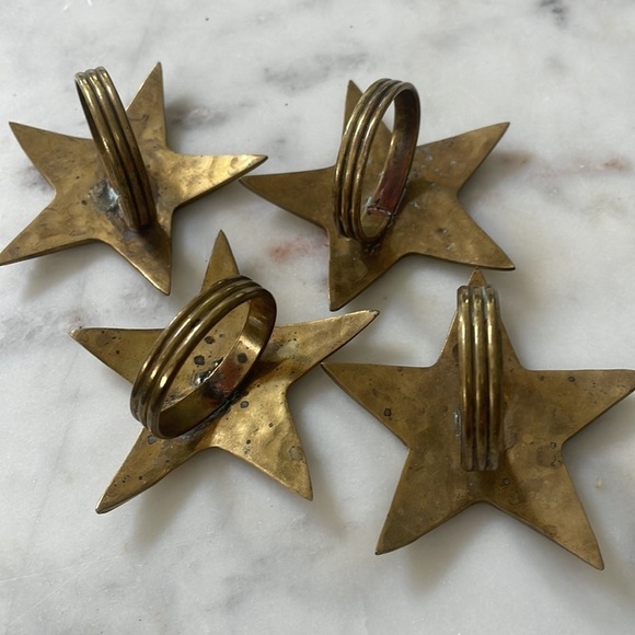 Hammered Brass Star Napkin Rings (Set of Four) - Picture 8 of 9